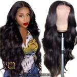 Peluca de fibra natural - densidad alta - onda suave - castaño oscuro - 66,04cm