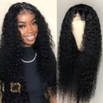 Peluca de fibra natural - densidad alta - rizado suave - negro - 66,04cm