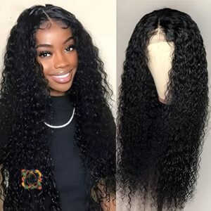 Peluca de fibra natural - densidad alta - rizado suave - negro - 66,04cm