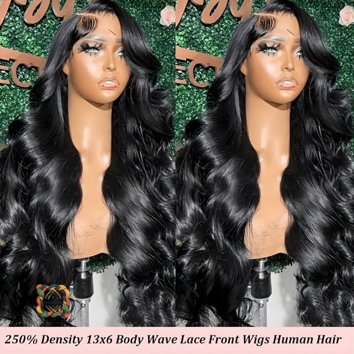 Peluca de cabello semihumano - densidad alta - liso recto - negro - 71,12cm